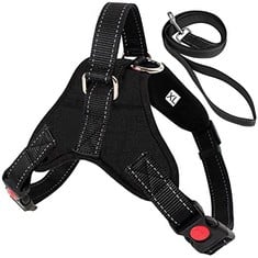16 X SAKURA NO PULL DOG HARNESS VEST WITH HANDLE AND 1 PC DOG LEASH,BREATHABLE,COMFORTABLE PET VEST WITH ADJUSTABLE SOFT PADDED,IDEAL FOR LARGE ANIMALS DOG CAT OUTDOOR TRAINING WALKING (XL BLACK) - T