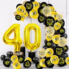 QTY OF ASSORTED ITEMS TO INCLUDE 42PCS 40TH BIRTHDAY DECORATIONS. : LOCATION - F RACK