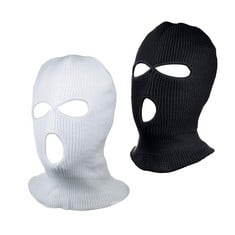 10 X CHENGZI 3-HOLE SKI FACE MASK BALACLAVA,FULL FACE MASK FOR CYCLING SKIING WINTER OUTDOOR SPORTS,SET OF 2 (BLACK+WHITE) - TOTAL RRP £103: LOCATION - A RACK