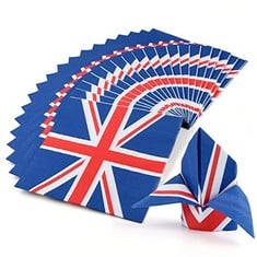 24 X PLUGIN 60 PCS UNION JACK NAPKINS BRITISH FLAG PAPER NAPKINS FOR SPORTS ROYAL EVENTS FOOTBALL MATCH SOCCER GAME PARTY SUPPLIES - TOTAL RRP £140: LOCATION - A RACK