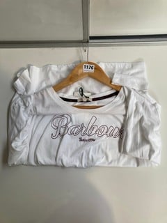 1 X BARBOUR TOP, WHITE, SIZE L