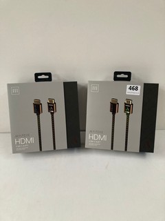 2 X AUSTERE HDMI CABLE 2.5M 8.2FT
