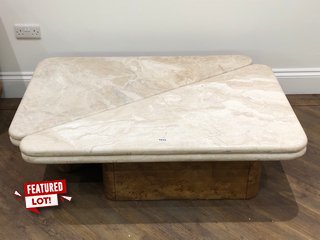 (COLLECTION ONLY) GIA TRIANGULAR COFFEE TABLE SET IN ROYAL DIANA MARBLE - RRP £3595: LOCATION - D7