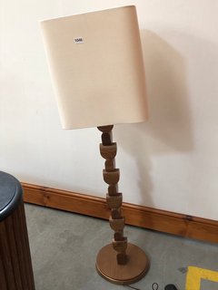 FELIX FLOOR LAMP IN WALNUT AND BRASS WITH LINEN SHADE - RRP £850: LOCATION - D7