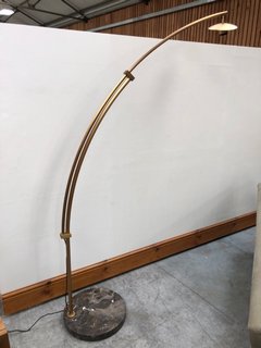 (COLLECTION ONLY) JONI ARC LARGE FLOOR LAMP IN BLACK MARBLE AND ANTIQUE BRASS FINISH: LOCATION - D7
