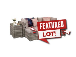 SIGNATURE WEAVE HARPER STACKABLE SOFA SET IN GREY 8MM FLAT WEAVE.  APPROX RRP £699