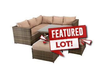 SIGNATURE WEAVE GEORGIA COMPACT CORNER DINING SET WITH BENCHES IN MIXED BROWN 8MM FLAT WEAVE RRP £849