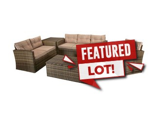 SIGNATURE WEAVE HOLLY FIVE-PIECE SOFA SET IN A MIXED BROWN STEEL FRAME. APPROX RRP £950