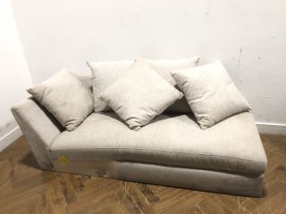 2X PART SOFA TO INCLUDE RIGHT SI8DE CORNER PART 2 SEATER IN CREAN AND GREEN VELVET PART RIGHT HAND SIDE SOFA APPROX RRP £600,3 SEATER PART SOFA TO INCLUDE CORNER SOFA IN VELVET CREAM APPROX RRP £500