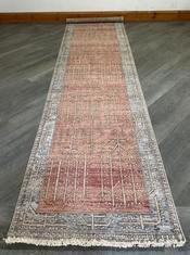 JAIPUR 100% HAND KNOTTED WOOL RUNNER VINTAGE INSPIRED CLASSIC STYLE 90 X 350CM IN RUST - RRP £1,395 (COLLECTION OR OPTIONAL DELIVERY)