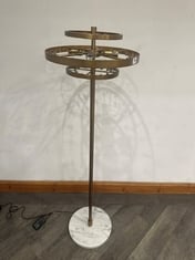 KATIA ANTIQUE BRASS FINISH FRAME & MARBLE BASE FLOOR LAMP WITH YELLOW CAST GLASS SHARDS TIERED SHADE - RRP £1,395 (COLLECTION OR OPTIONAL DELIVERY)