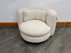 VIVIENNE BIRCH SWIVEL BASE CURVED ARMCHAIR IN NATURAL BOUCLE - RRP £1,695 (COLLECTION OR OPTIONAL DELIVERY)