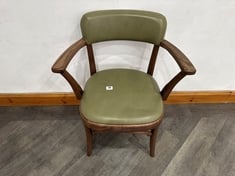 HAMILTON GREEN LEATHER DINING CHAIR WITH SOLID ASH FRAME RRP- £1,195 (COLLECTION OR OPTIONAL DELIVERY)