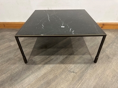PORTNALL SQUARE BLACKENED BRASS COFFEE TABLE WITH HONEY BLACK MARAQUINA MARBLE TOP RRP- £995 (COLLECTION OR OPTIONAL DELIVERY)