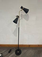 APEX 2 ARM FLOOR LAMP IN BLACK AND BRASS (COLLECTION OR OPTIONAL DELIVERY)
