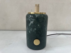 SILAS TABLE LAMP IN GREEN MARBLE WITH BRASS FINISHED DETAILS (BASE ONLY) - RRP £125 (COLLECTION OR OPTIONAL DELIVERY)