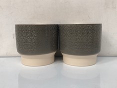 3 X 2-PIECE BD EMBOSSED FLORAL 24CM ANTHRACITE PLANTER (COLLECTION ONLY)