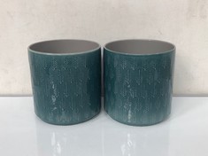 4 X 2-PIECE LEAF EMBOSSED 24CM TEAL POT COVER  (COLLECTION ONLY)