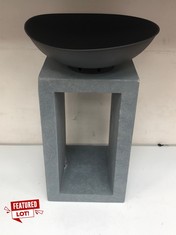 FIREBOWL & RECTANGLE CEMENT CONSOLE 36X64CM (COLLECTION OR OPTIONAL DELIVERY)