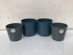 6-PIECE 13CM PLANTER IN GREY TO INCLUDE 6-PIECE 15CM LISBON TEAL POT COVER  (COLLECTION ONLY)