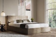 KENS 4FT6 DOUBLE SIZE OTTOMAN BED FRAME STONE FABRIC (BOXES 1-3 COMPLETE SET) RRP- £785 (COLLECTION OR OPTIONAL DELIVERY) (KERBSIDE PALLET DELIVERY)