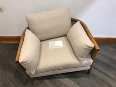 SYDNEY CANE ARMCHAIR IN WASHED LINEN FLAX - RRP £1695 (COLLECTION OR OPTIONAL DELIVERY)