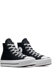 CONVERSE ALL STAR LIFT HI PLATFORM TRAINERS BLACK WHITE WHITE LEATHER - 4 UK - RRP £80 (DELIVERY ONLY)