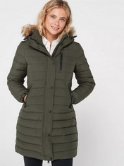 SUPERDRY FUJI HOODED MID LENGTH PUFFER COAT SIZE 12 - RRP £110 (DELIVERY ONLY)