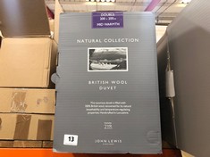 JOHN LEWIS NATURAL COLLECTION BRITISH WOOL DOUBLE DUVET 6-9 TOG - RRP £105 (DELIVERY ONLY)