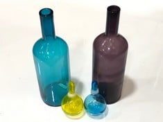 POLS POTTEN LARGE GLASS BUBBLES & BOTTLES ORNAMENTS SET OF 4 MULTI - RRP £330 (DELIVERY ONLY)
