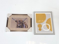 3 X ASSORTED ART PRINTS TO INCLUDE JOHN LEWIS LOUISE LUTON ARCHIE HIGHLAND COW FRAMED PRINT - RRP £185 (DELIVERY ONLY)