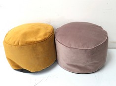 JOHN LEWIS VELVET POUFFE PALE PINK TO INCLUDE JOHN LEWIS VELVET POUFFE ORANGE - TOTAL RRP £140 (DELIVERY ONLY)