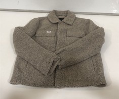 ALL SAINTS MENS SHERPA FLEECE JACKET IN TAUPE SIZE S RRP £175 (DELIVERY ONLY)