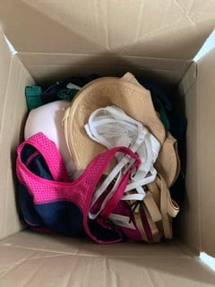 1 X BOX OF ASSORTED WOMEN'S BRAS TO INCLUDE AND/OR, JOHN LEWIS UNDERWIRED IN VARIOUS COLOURS AND SIZES