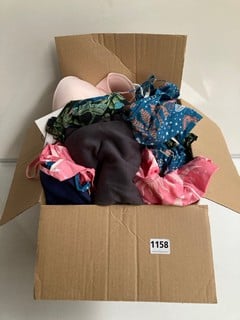 1 X BOX OF ASSORTED WOMEN'S CLOTHING TO INCLUDE AND/OR, JOHN LEWIS HIGH IMPACT IN VARIOUS COLOURS AND SIZES