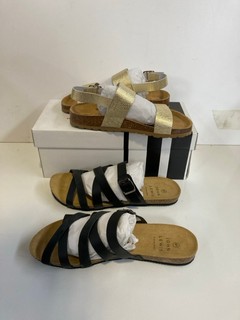 3 X JOHN LEWIS FOOTWEAR LEXIE GDMU SANDALS IN GOLD TUMBLE LEA IN SIZE (UK7) TO INCLUDE LOUISE BKMU