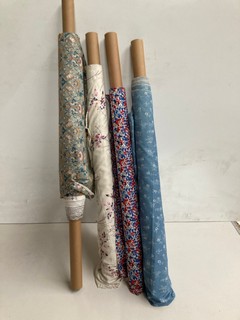 4 X ASSORTED FABRIC ROLLS TO INCLUDE LIBERTY LONDON TANA LAWN FABRIC