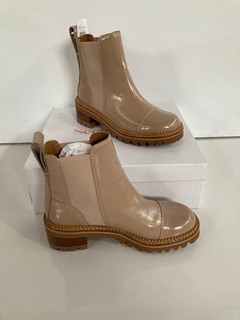 SEE BY CHLOE DARK BEIGE MALLORY CHELSEA BOOTS (UK 4)