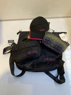 QTY OF ASSORTED GOODS TO INCLUDE BARBOUR INTERNATIONAL NITRO CAP, BARBOUR QUILTED WASHBAG