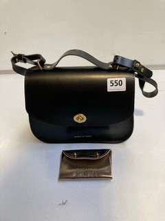 HONEY & TOAST BLACK LEATHER HANDBAG WITH A GOLD COLOURED HONEY AND TOAST COIN PURSE RRP £145.00