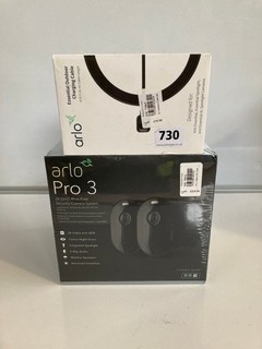 ARLO PRO 3 WIRE FREE SECURITY CAMERA SYSTEM TOGETHER WITH AN ARLO OUTDOOR CHARGING CABLE SEALED RRP £359