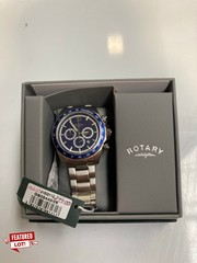 ROTARY TACHYMETER CHRONOGRAPH  BLUE FACE GENTS TIMEPIECE  RRP £299