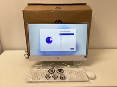 HP ALL IN ONE 22-DD2009NS 256GB SSD PC (ORIGINAL RRP - €389,00) IN WHITE: MODEL NO 6VGHF9I (WITH BOX AND CHARGER. INCLUDES KEYBOARD AND MOUSE, UNTESTED WORKING). INTEL CELERON J4025 @ 2.00GHZ, 8GB RA