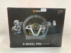 KROM K-WHEEL PRO - NXKROMKWHLPRO - STEERING WHEEL, PEDALS AND SHIFTER SET, STEERING WHEEL PADDLES, 3 SENSITIVITY MODES, PC, PS3, PS4, XBOX ONE & SWITCH, BLACK - LOCATION 13A.