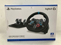 LOGITECH G29 DRIVING FORCE RACING WHEEL AND PEDALS, FORCE FEEDBACK, ANODISED ALUMINIUM, SHIFT PADDLES, EU PLUG, PS5, PS4, PC, MAC, F1 23 & GRAN TURISMO 7 COMPATIBLE, BLACK - LOCATION 5A.