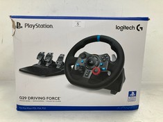 LOGITECH G29 DRIVING FORCE RACING WHEEL AND PEDALS, FORCE FEEDBACK, ANODISED ALUMINIUM, SHIFT PADDLES, EU PLUG, PS5, PS4, PC, MAC, F1 23 & GRAN TURISMO 7 COMPATIBLE, BLACK - LOCATION 5A.