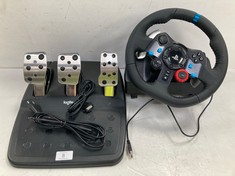 LOGITECH G29 DRIVING FORCE RACING WHEEL AND PEDALS, FORCE FEEDBACK, ANODISED ALUMINIUM, SHIFT PADDLES, EU PLUG, PS5, PS4, PC, MAC, COMPATIBLE WITH F1 23 & GRAN TURISMO 7, BLACK ( PART OF THE AUXILIAR