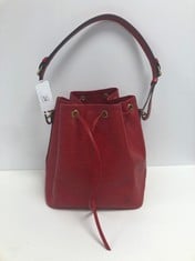 LOUIS VUITTON, NOE RED EPI SHOULDER BAG WITH RED LEATHER. ITEM TO INCLUDE  WITH AN ESTIMATED SIZE OF 24*26*18CM (ITEM INCLUDES A CERTIFICATE OF AUTHENTICITY) AAX2667
