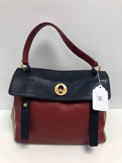 YVES SAINT LAURENT, MULTICOLOR MUSE 2 RED/NAVY/BEIGE GRAINED CALFSKIN LEATHER SHOULDER BAG WITH RED LEATHER. ITEM TO INCLUDE  WITH AN ESTIMATED SIZE OF 33*23*14,5CM (ITEM INCLUDES A CERTIFICATE OF AU