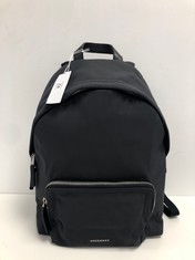 BURBERRY, LARGE FRONT POCKET BACKPACK BLACK NYLON CANVAS BACKPACK WITH BLACK CANVAS. ITEM TO INCLUDE  WITH AN ESTIMATED SIZE OF 28*40*14CM (ITEM INCLUDES A CERTIFICATE OF AUTHENTICITY) AAY1655